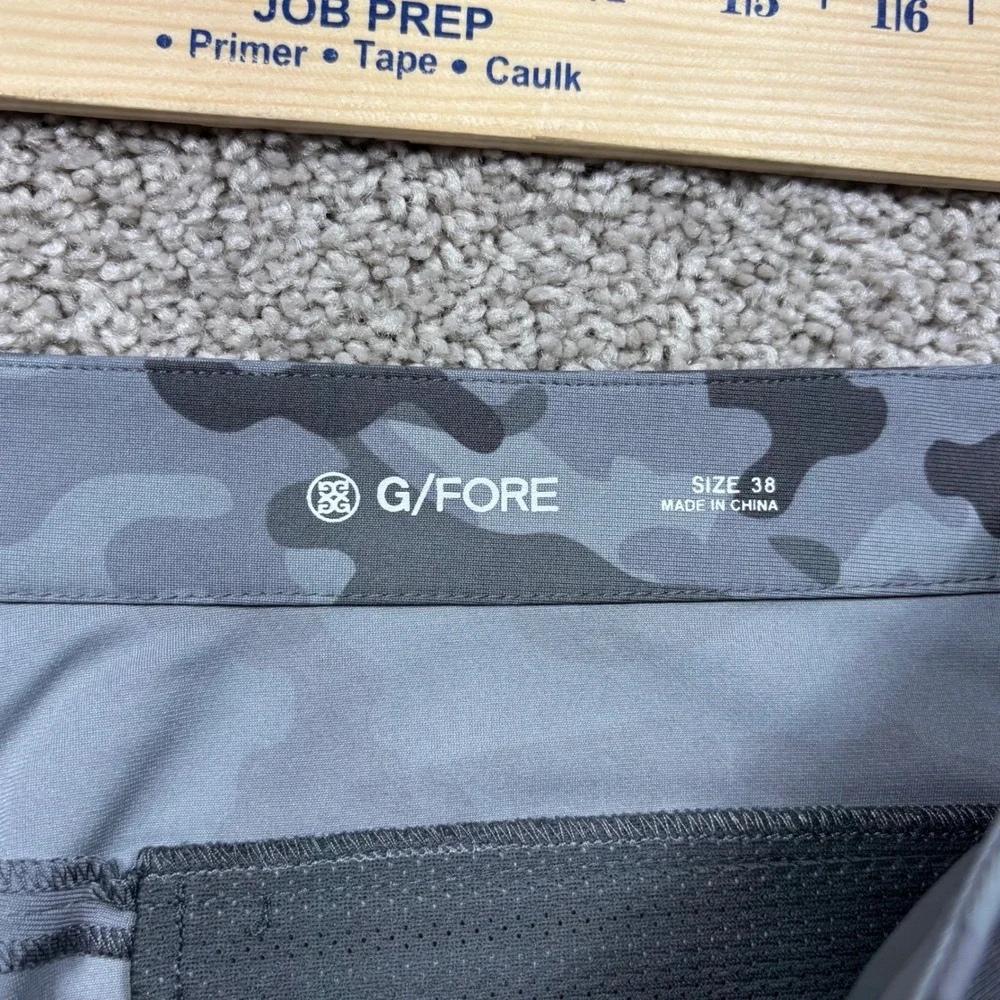 G/FORE Mens Camo Golf Shorts Gray Performance Tech Tab Side Adjusters Size 38